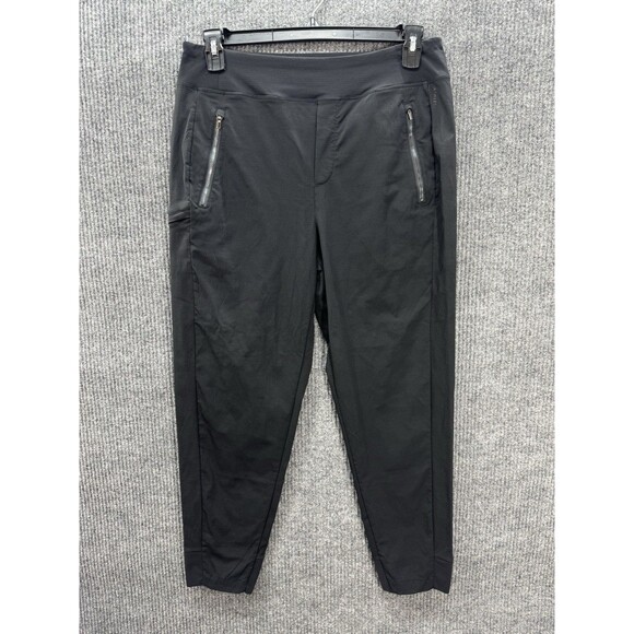 Athleta Trekkie North High Rise Jogger Pants Womens 10 Black Pull On Zip Pockets - Picture 2 of 11